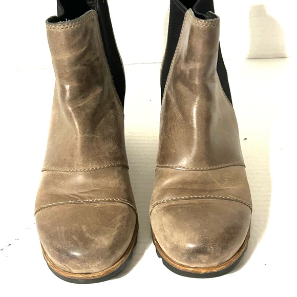 Sorel Lea Wedge Joan Of Arctic Taupe Brown Leather Ankle Boot Sz 6.5 NL2334-089 - Picture 11 of 11
